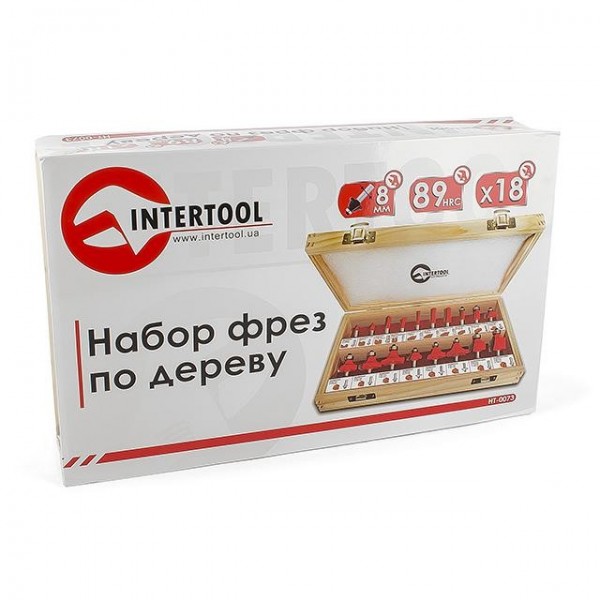 Купити ✓ Набір фрез кінцевих по деревині, 18 шт INTERTOOL HT-0073 ✅