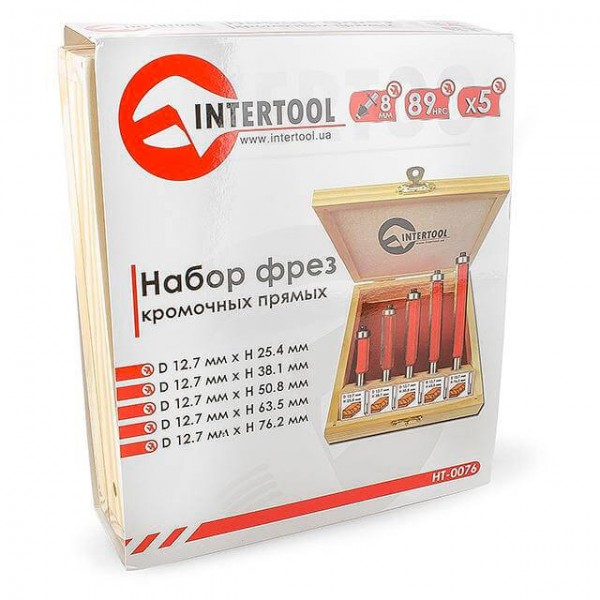 Купити ✓ Набір фрез кромкових прямих, 5 шт. INTERTOOL HT-0076 ✅