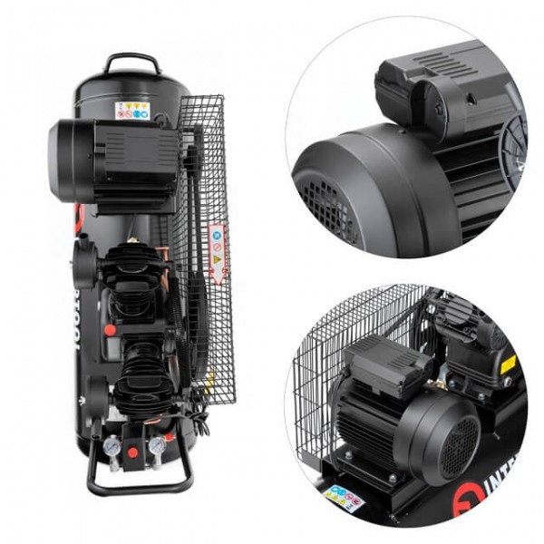 Купити ✓ Компресор 100 л, 3 кВт, 220 В, 10 aтм, 500 л/хв., 2 циліндри, STORM INTERTOOL PT-0014 ✅