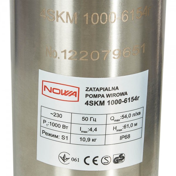 ✓ Насос заглибний свердловинний вихровий NOWA 4SKM 1000-6154r