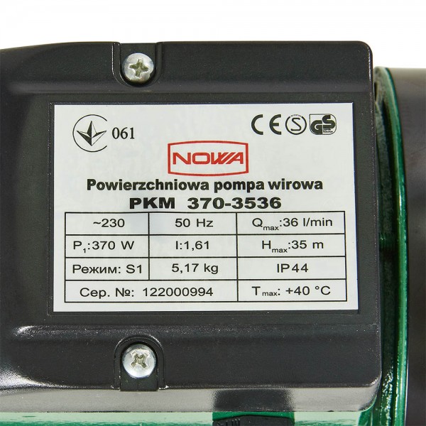 ✓ Насос поверхневий вихровий NOWA PKM 370-3536