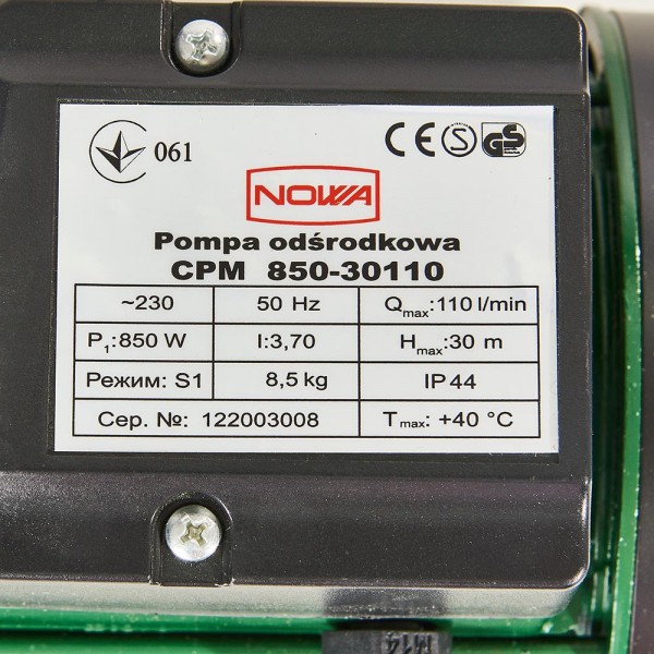 ✓ Насос відцентровий NOWA CPM 850-30110