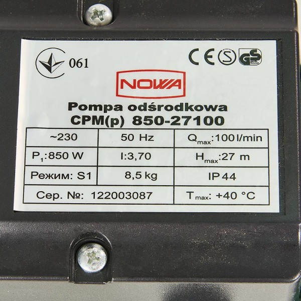 ✓ Насос відцентровий NOWA CPM(p) 850-27100